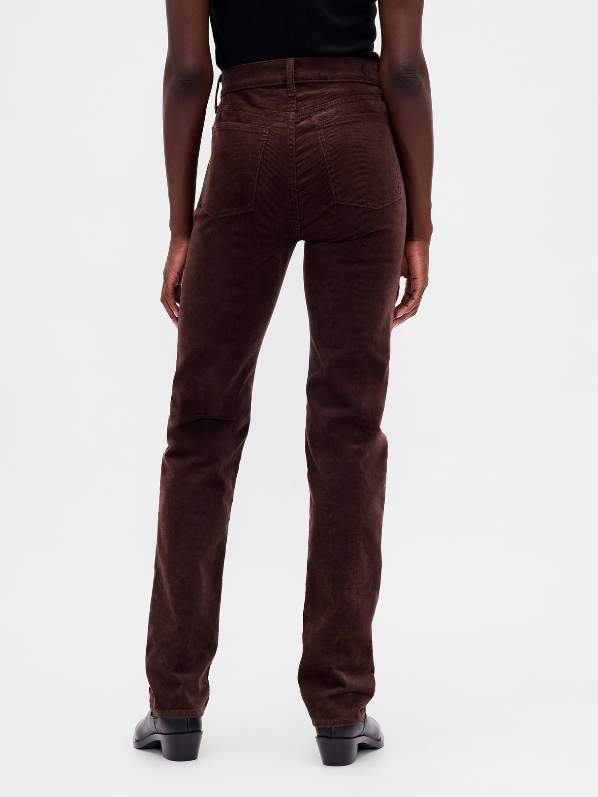 High Rise Belted '90s Slim Straight Jeans - Dark brown