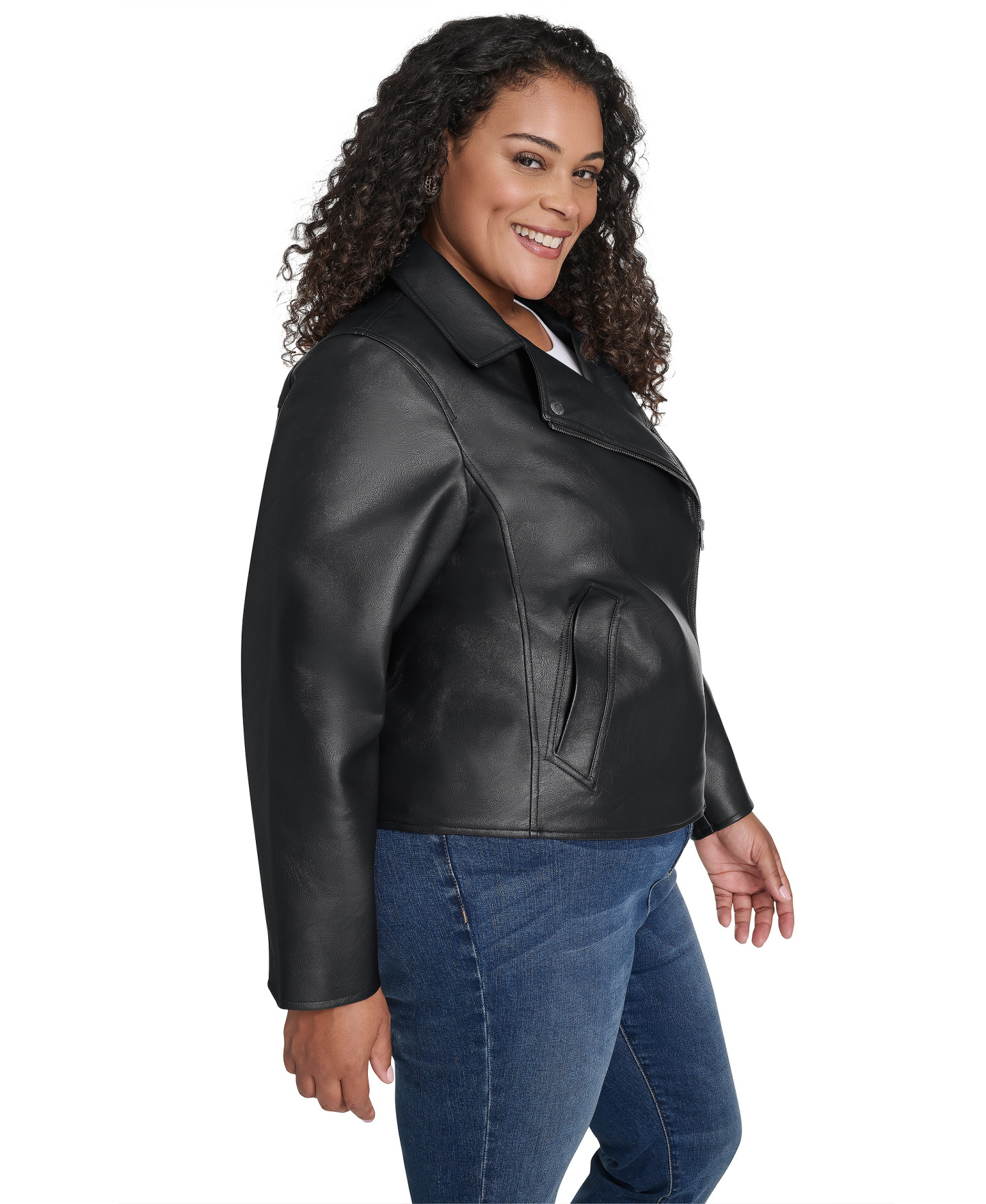 Levi's Women's Faux-Leather Asymmetric-Zip Moto Jacket - Black