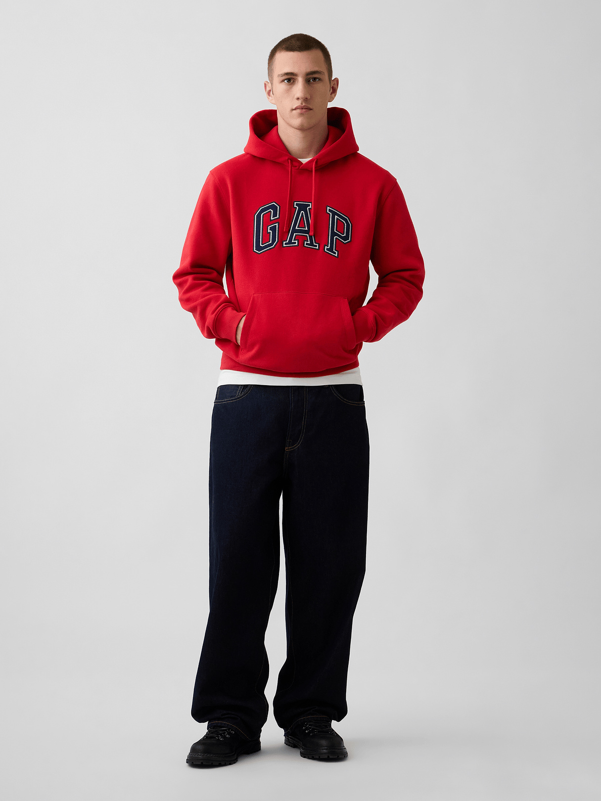 Adult VintageSoft Arch Logo Hoodie - Modern red logo