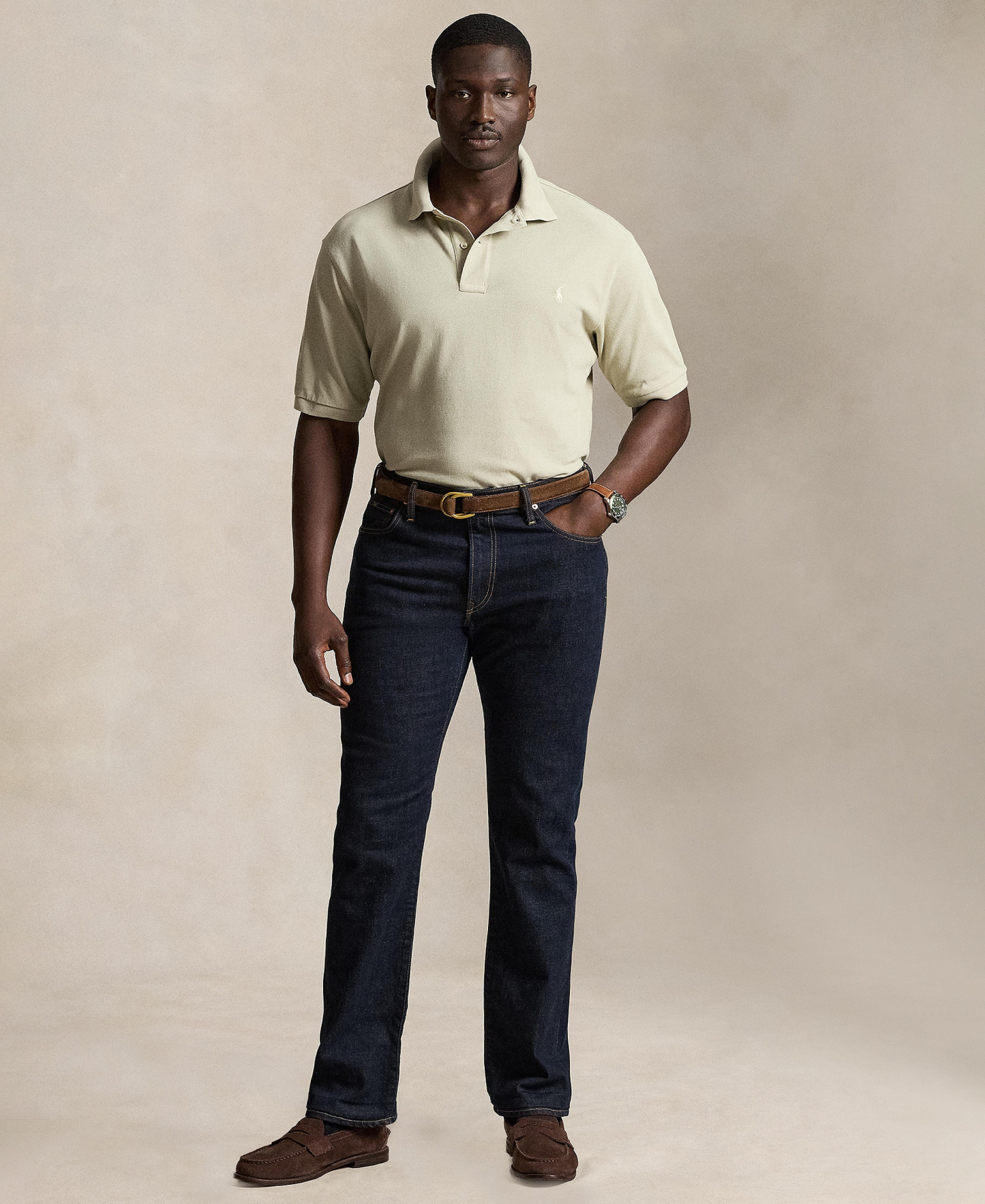 Polo Ralph Lauren Men's Big & Tall Cotton Short-Sleeve Polo Shirt - Classic Stone/C8125
