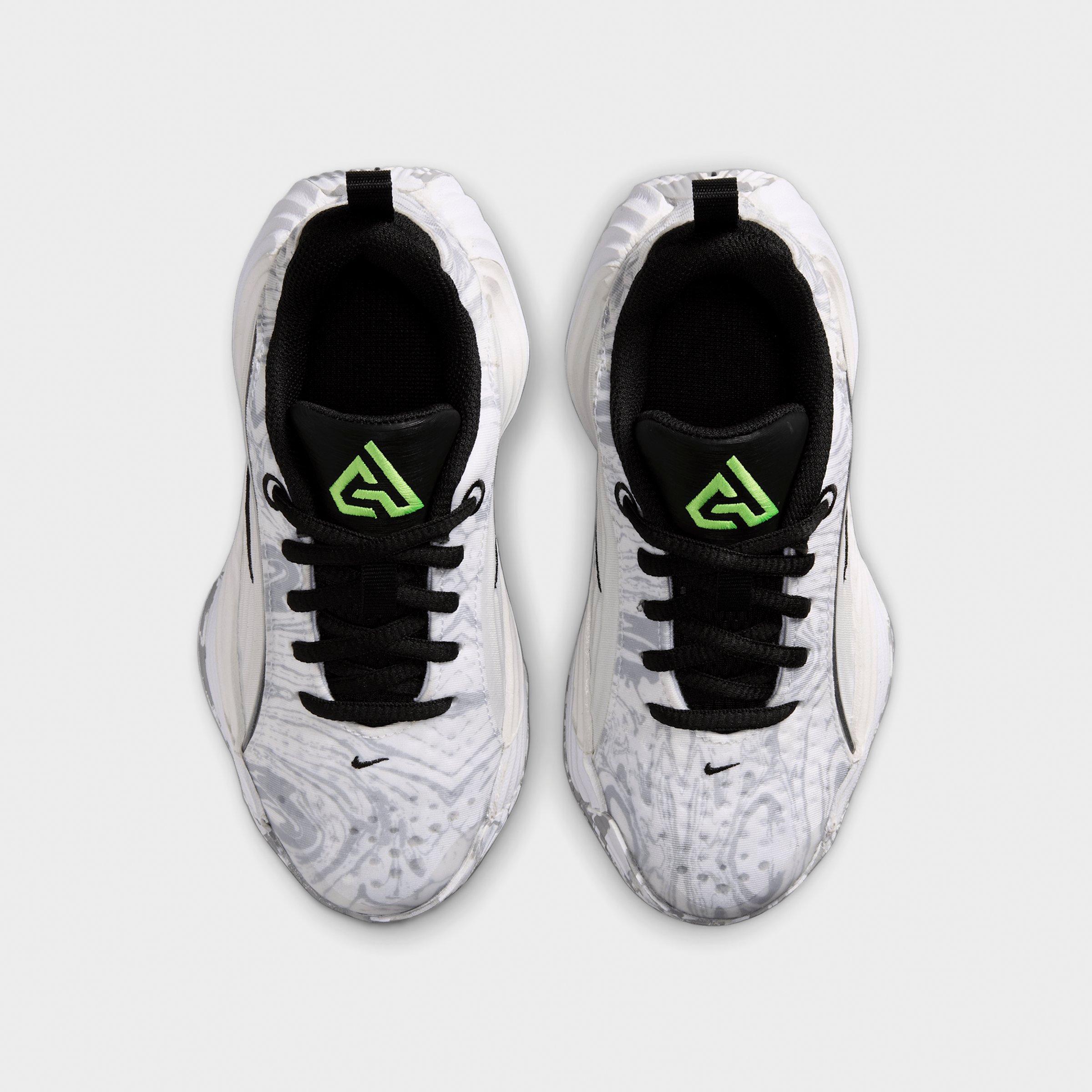 Little Kids' Nithtke Giannis Immortality 5 Basketball Shoes - White/Off White/Light Smoke Grey/Metallic Silver - Top view