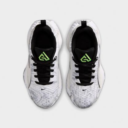 Little Kids' Nithtke Giannis Immortality 5 Basketball Shoes - White/Off White/Light Smoke Grey/Metallic Silver - Top view