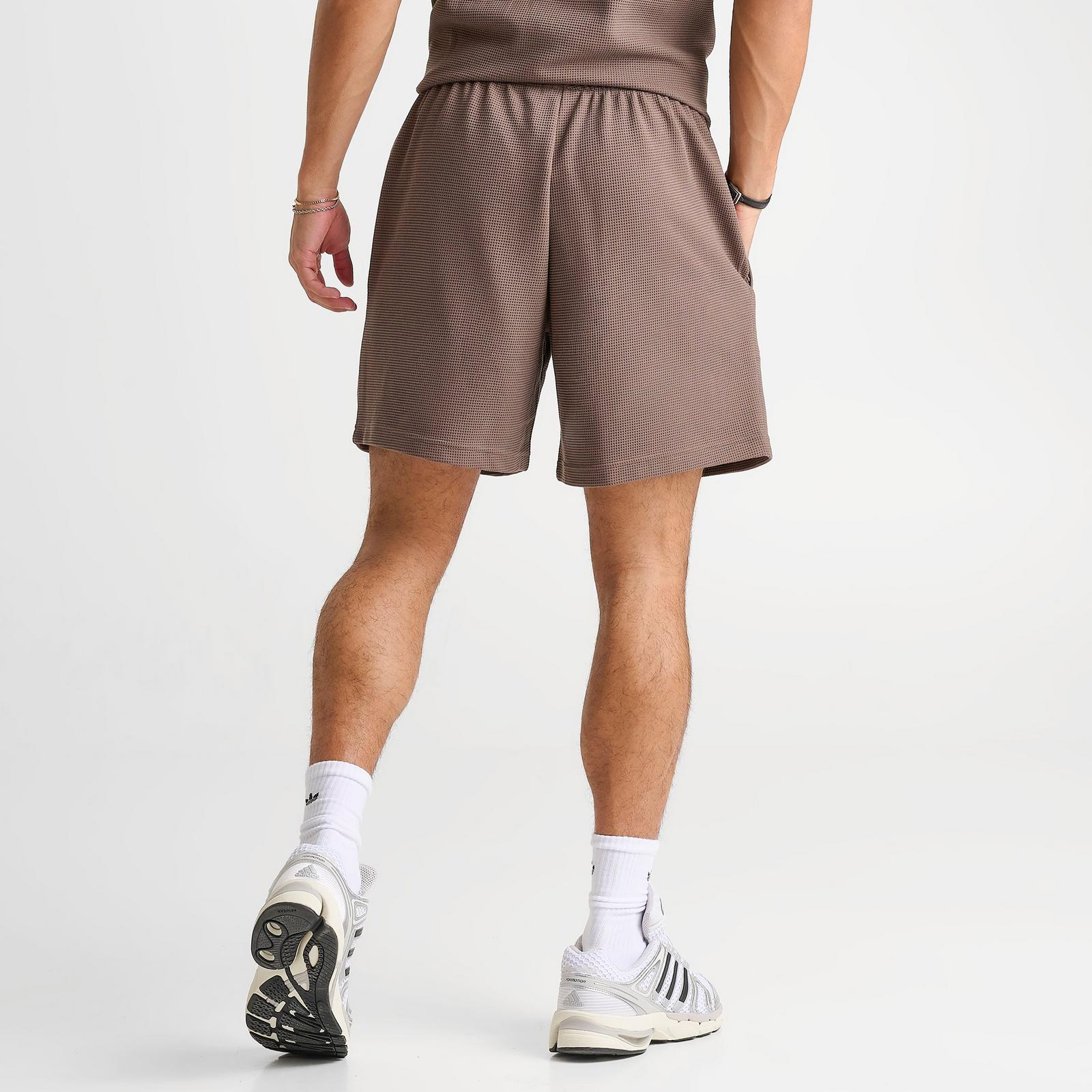 Men's adidas Originals Trefoil Essentials Waffle Shorts - Earth Strata - view 4