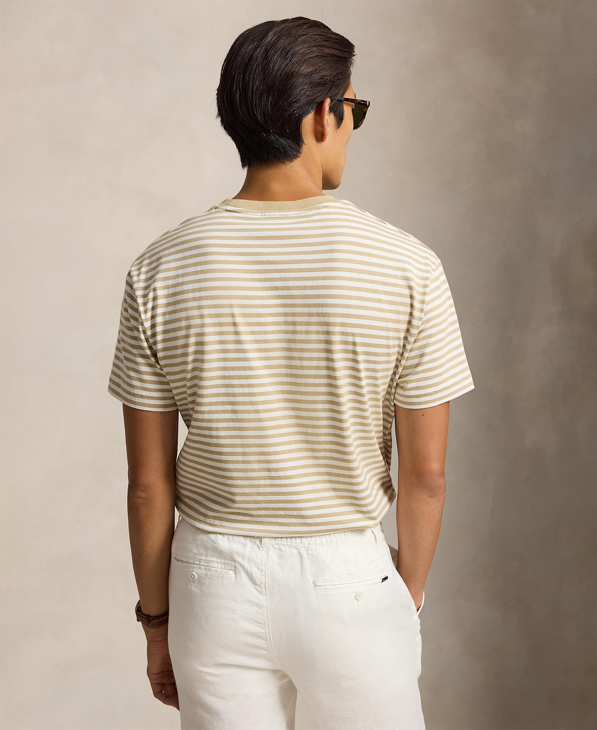 Polo Ralph Lauren Men's Classic-Fit Stripe T-Shirt - Classic Khaki/White