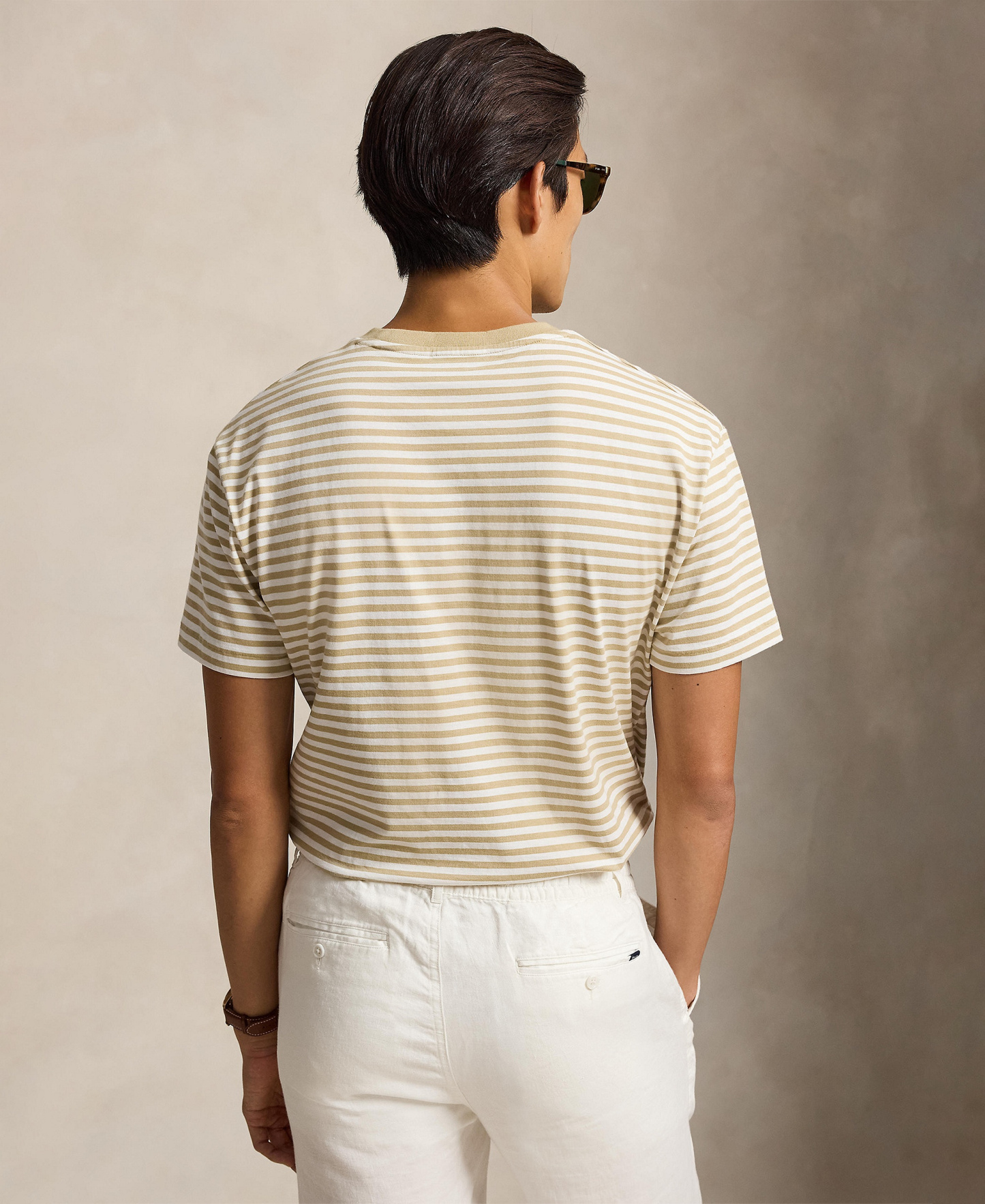 Polo Ralph Lauren Men's Classic-Fit Stripe T-Shirt - Classic Khaki/White
