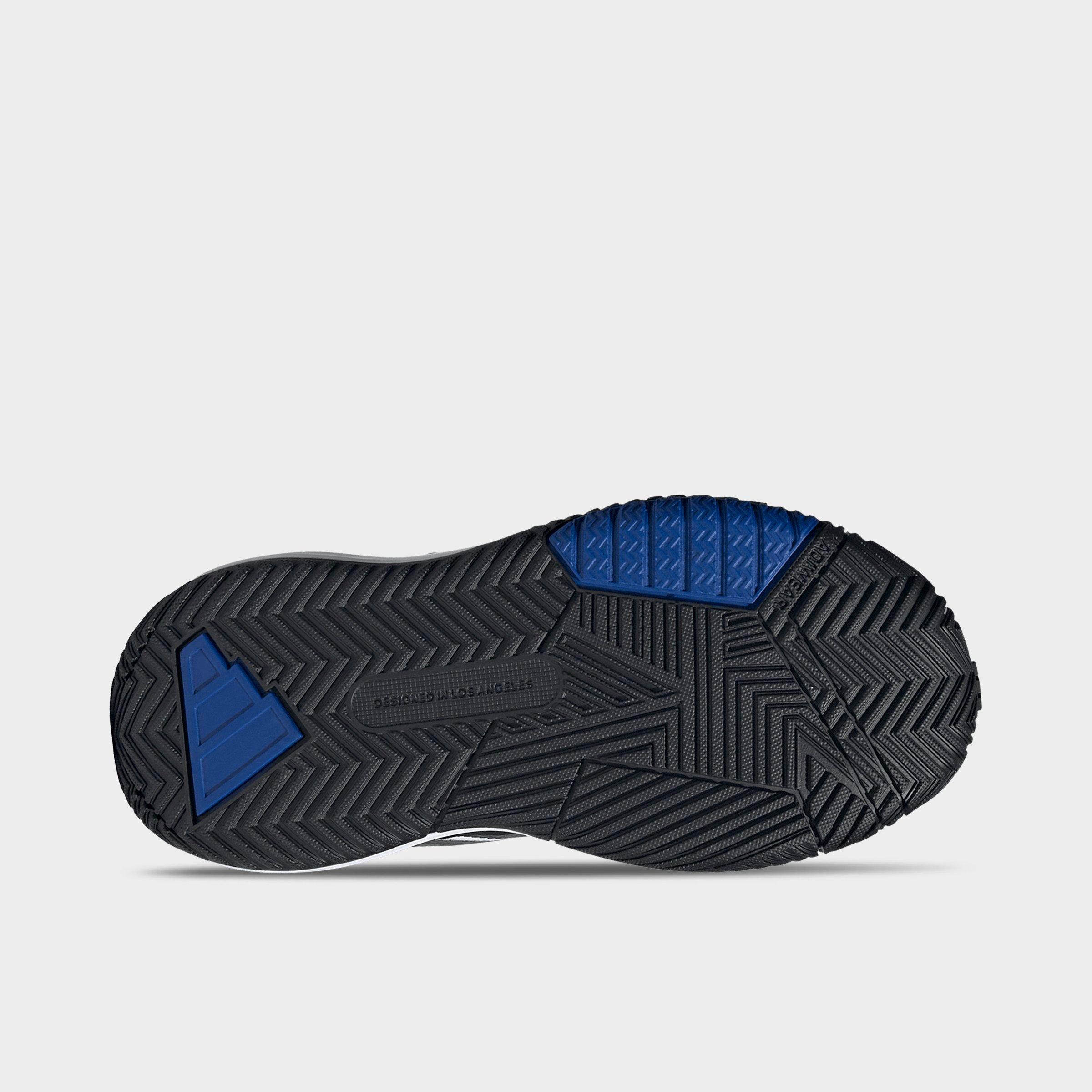 Big Kids' adidas Own The Game 3 Basketball Shoes - Footwear White/Core Black - Bottom view