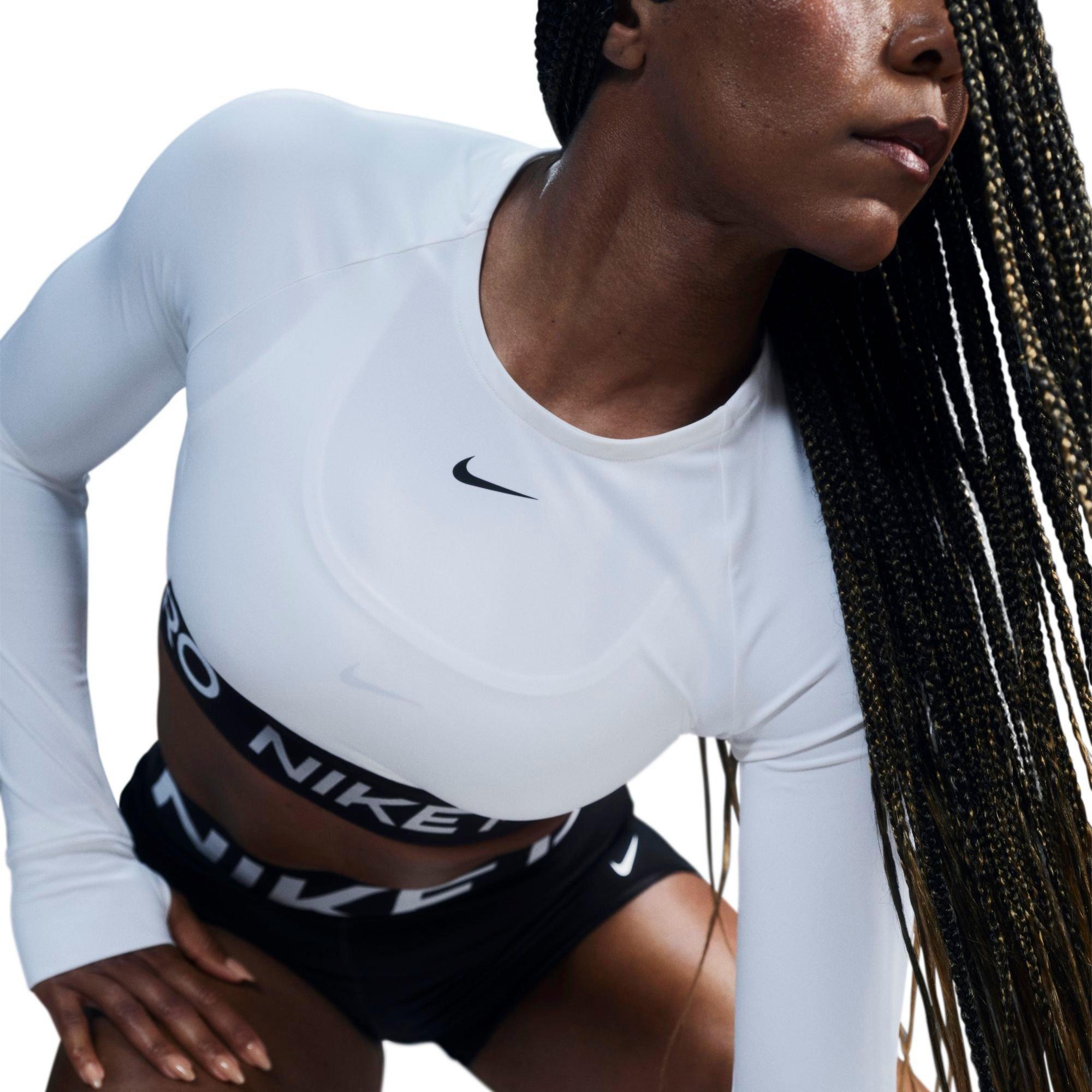 Women's Nithtke Pro 365 Dri-FIT Cropped Long-Sleeve T-Shirt - White/Black