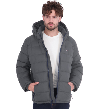 Tommy Hilfiger Men's Hooded Puffer Jacket - Charcoal