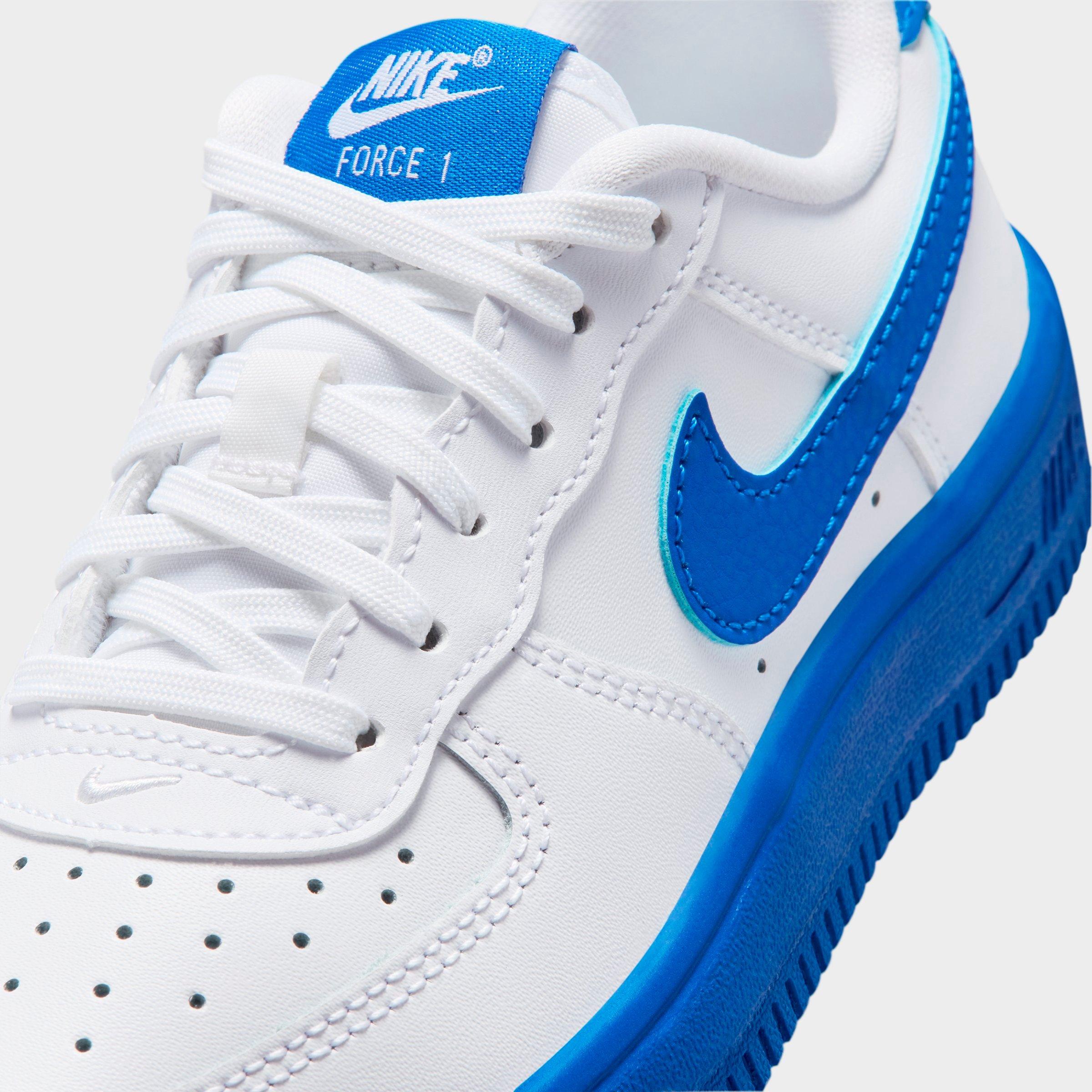 Little Kids' Nithtke Force 1 Casual Shoes - Part 2 - White/Game Royal - Detail shot