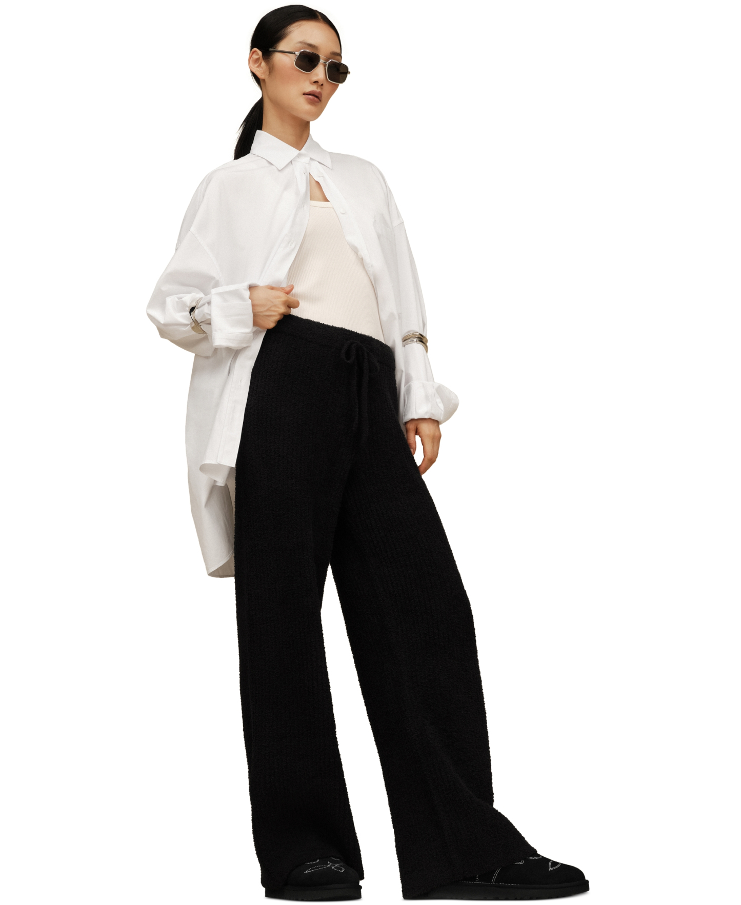 UGG® Women's Couria Straight-Leg Rib Mid-Rise Pants - Black