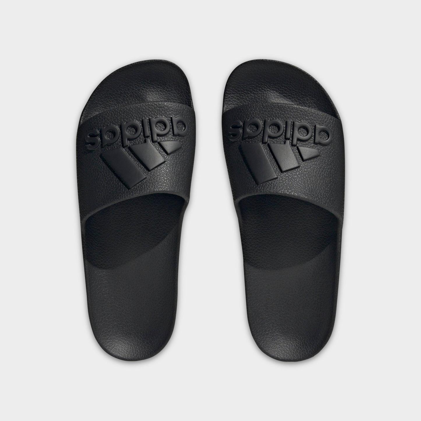 adidas adilette Aqua Slide Sandals - Black/Black/Black - Top view