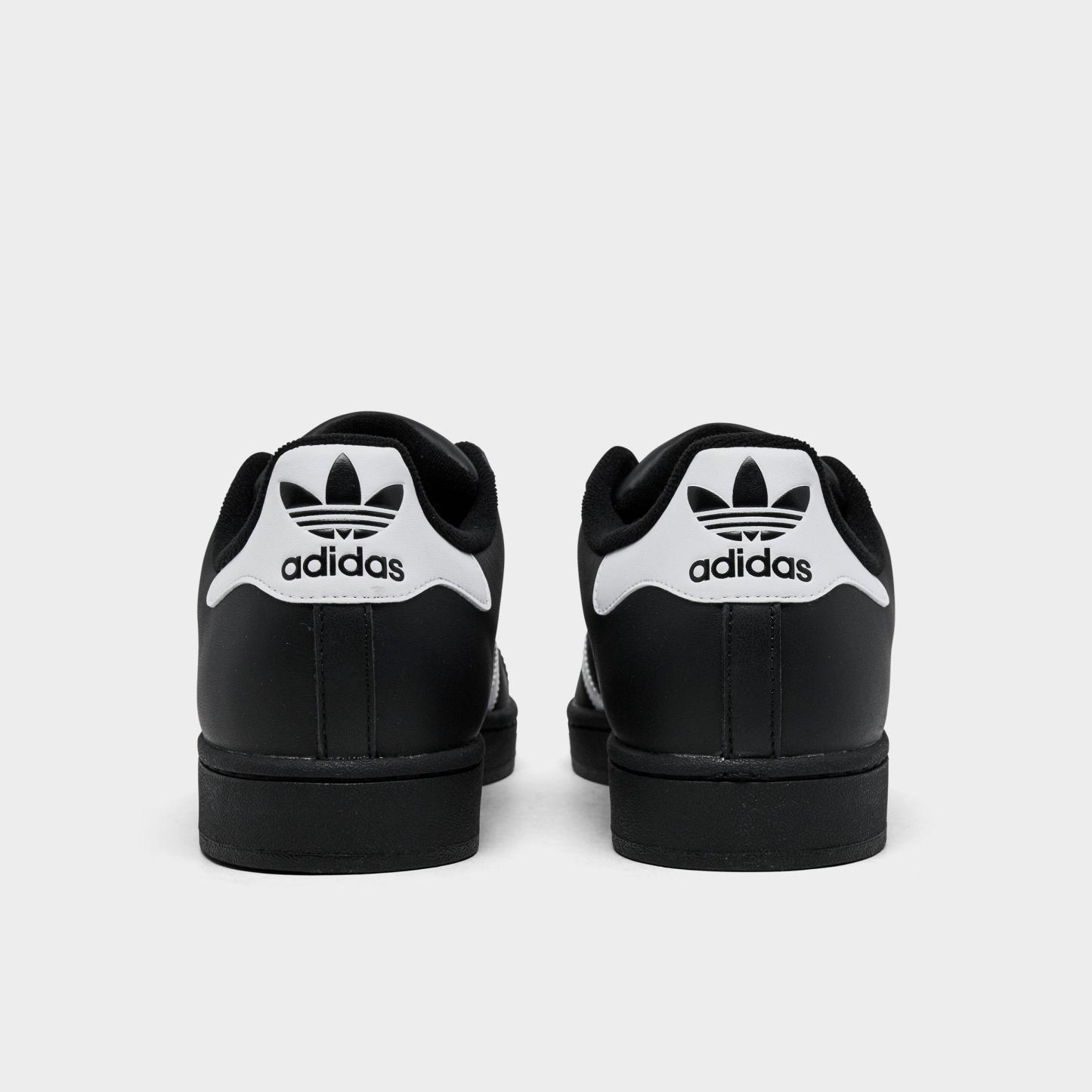 Men's adidas Originals Superstar II Casual Shoes - Part 2 - Black/White/Black - Back view