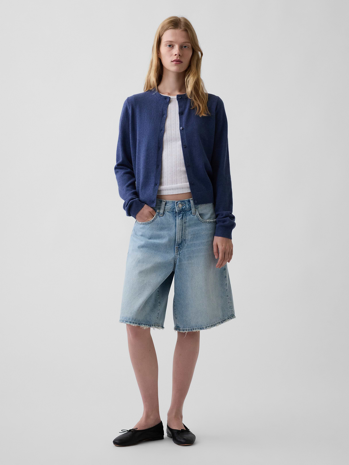 CashSoft Crop Cardigan - Sargassus blue
