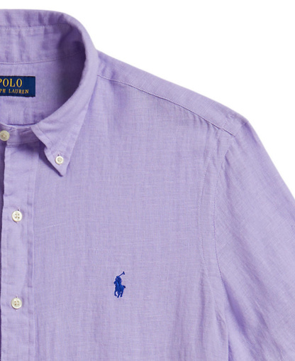 Polo Ralph Lauren Men's Short-Sleeve Linen Button-Up Shirt - Sky Lavender