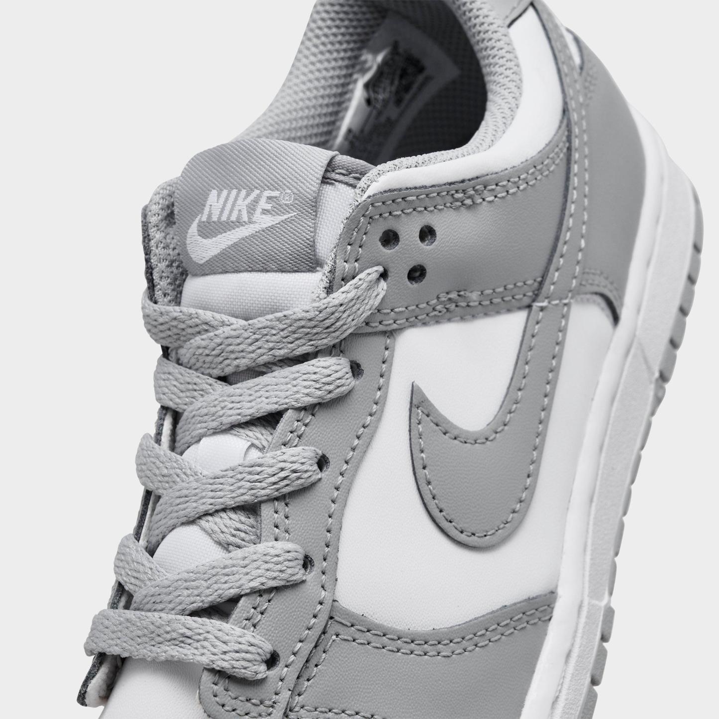 Little Kids' Nithtke Dunk Low Casual Shoes - Part 1 - White/Light Smoke Grey - Detail shot
