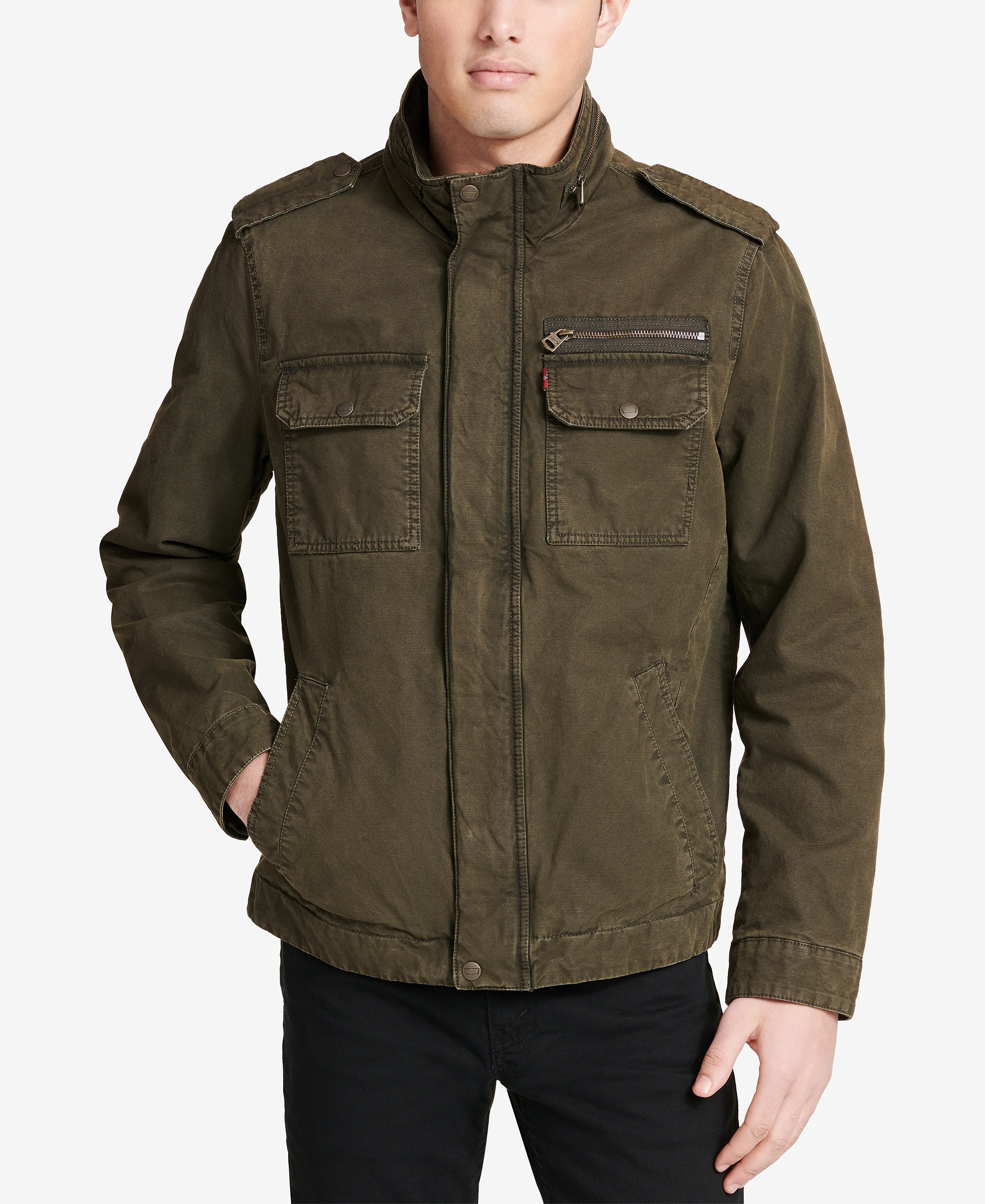 Levi's Men's Cotton Zip-Front Jacket - Olive