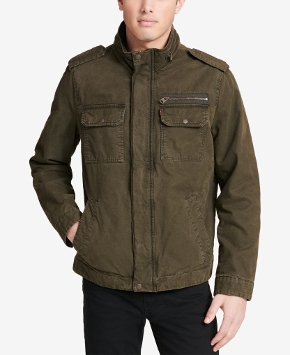 Levi's Men's Cotton Zip-Front Jacket - Olive