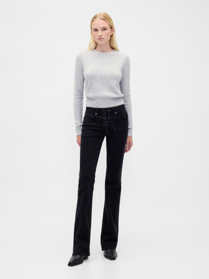 Low Rise Long & Lean Split-Hem Jeans - Basic black