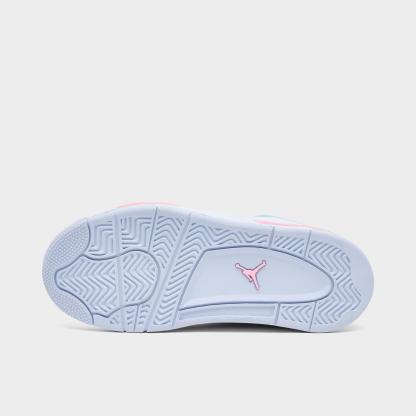 Girls' Little Kids' Air Jordan Retro 4 Basketball Shoes - White/Medium Soft Pink/Half Blue/Vapor Green - view 6