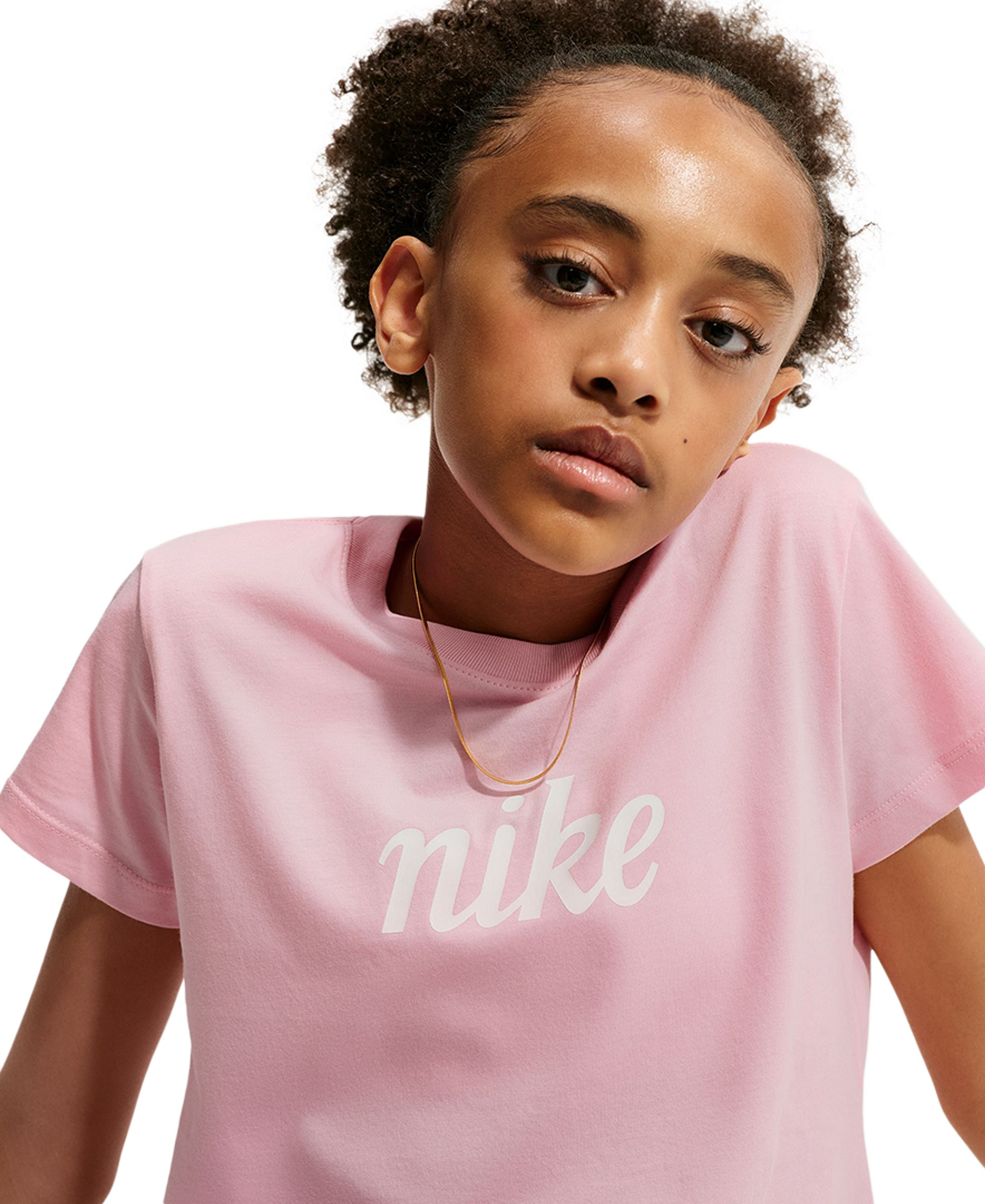 Nike Girls' 7-16 Sportswear Cropped Short-Sleeve T-Shirt - Med Soft Pink