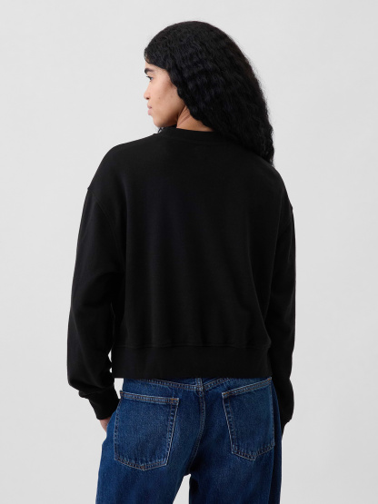 VintageSoft Terry Oversized Wedge Side-Slit Sweatshirt - Black