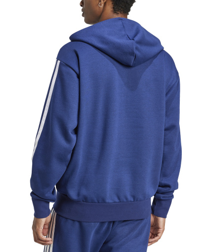 adidas Men's Regular-Fit 3-Stripes Full-Zip Fleece Hoodie - Dark Blue/White
