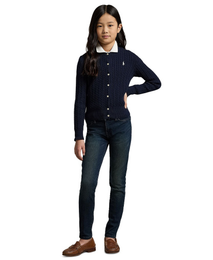 Polo Ralph Lauren Girls' 7-16 Cable-Knit Cotton Cardigan - Hunter Navy