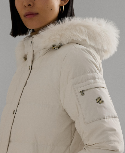 Lauren Ralph Lauren Women's Faux-Fur Hooded Puffer Coat - Cream