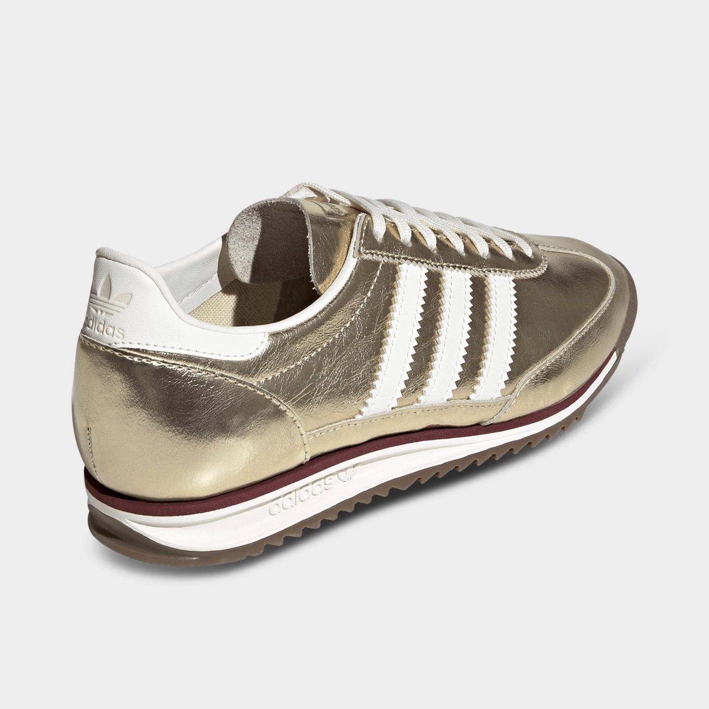 Women's adidas Originals SL 72 OG Pony Print Casual Shoes - Gold Metallic/Off White/Shadow Red - Back view
