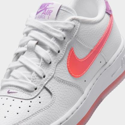 Big Kids' Nike Air Force 1 Low Casual Shoes - White/Turf Orange/Bright Violet