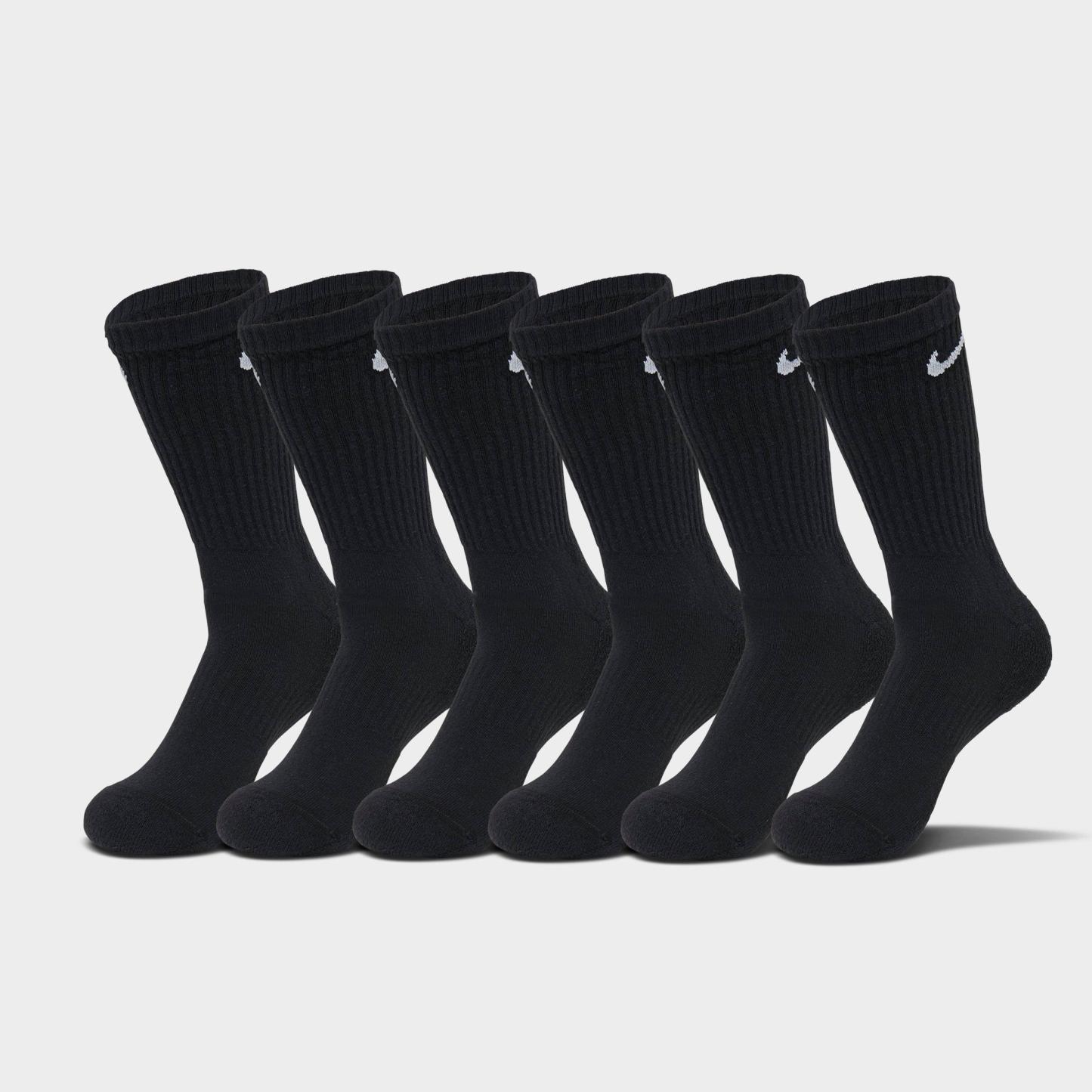 Nithtke Everyday Cushioned Training Crew Socks (6-Pack) - Black/White