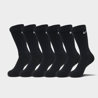 Nithtke Everyday Cushioned Training Crew Socks (6-Pack) - Black/White
