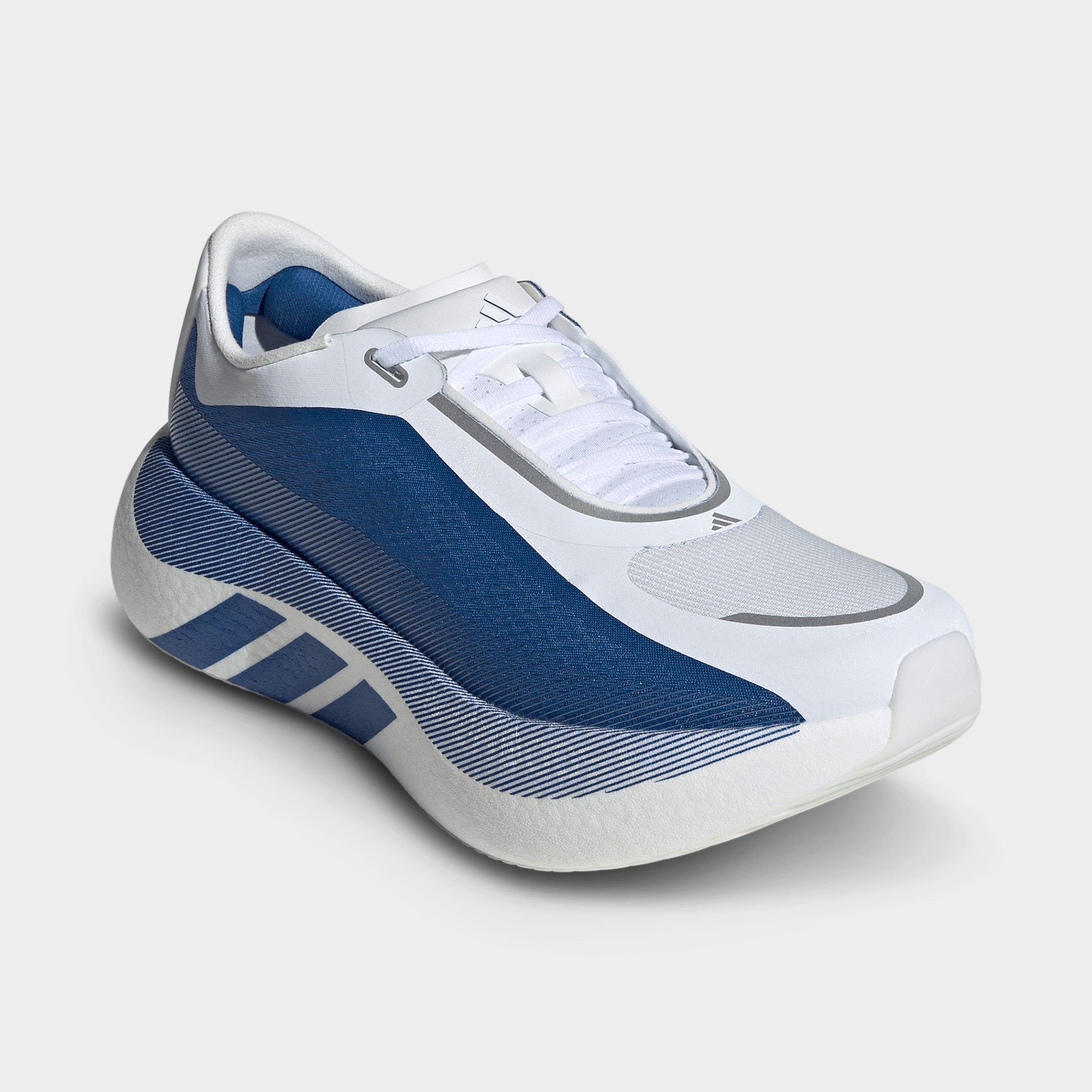 Men's adidas Hyperboost Edge Running Shoes - Part 1 - Cloud White/Equipment Blue/Zero Metallic - Both shoes facing left