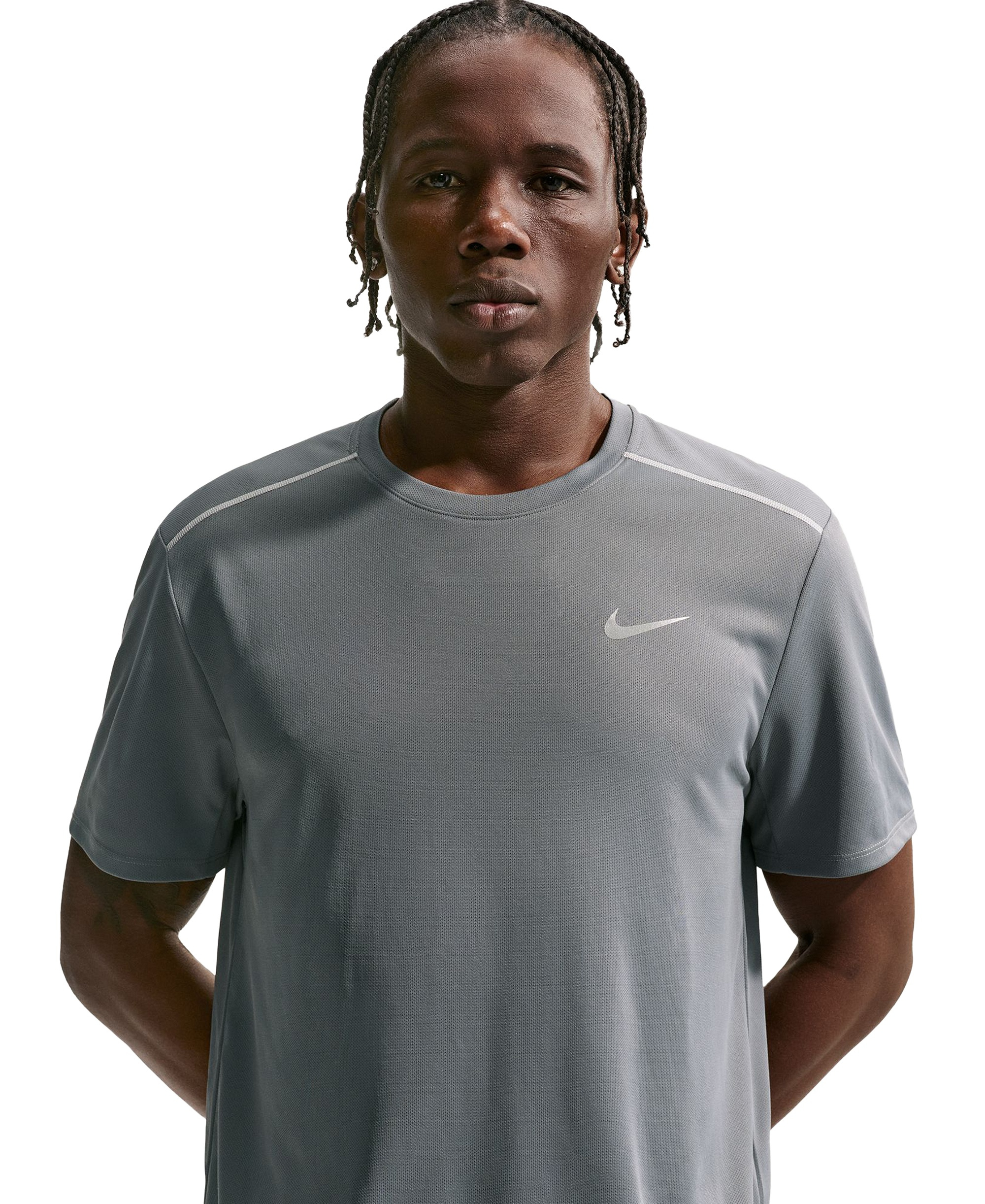 Nike Men's Miler Dri-FIT Running T-Shirt - Smoke Gray/Iron Gray/Reflective Silver