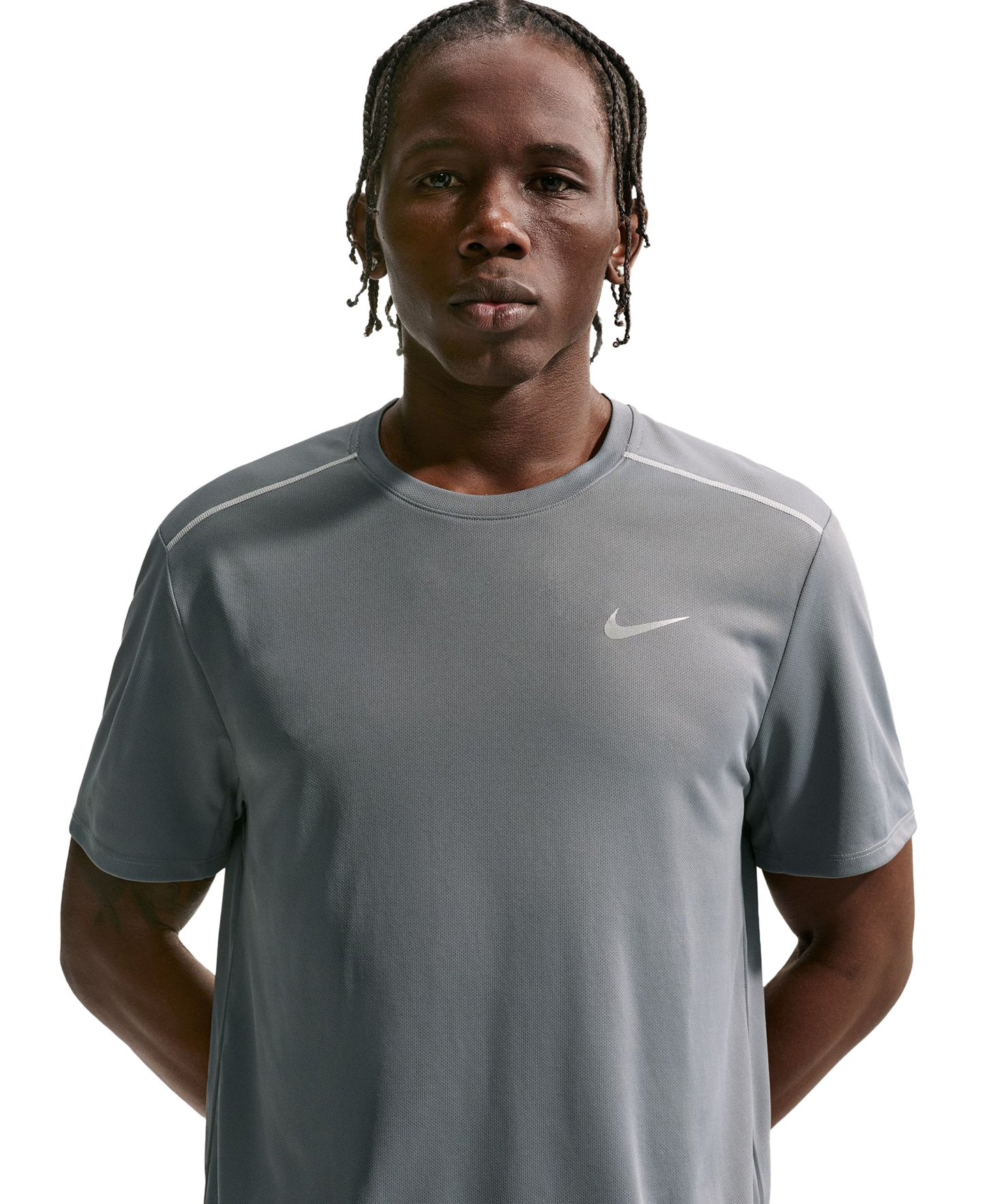 Nike Men's Miler Dri-FIT Running T-Shirt - Smoke Gray/Iron Gray/Reflective Silver