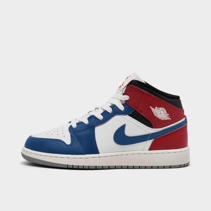 Big Kids' Air Jordan Retro 1 Mid Casual Shoes - True Blue/Varsity Red/Black/Summit White - view 1