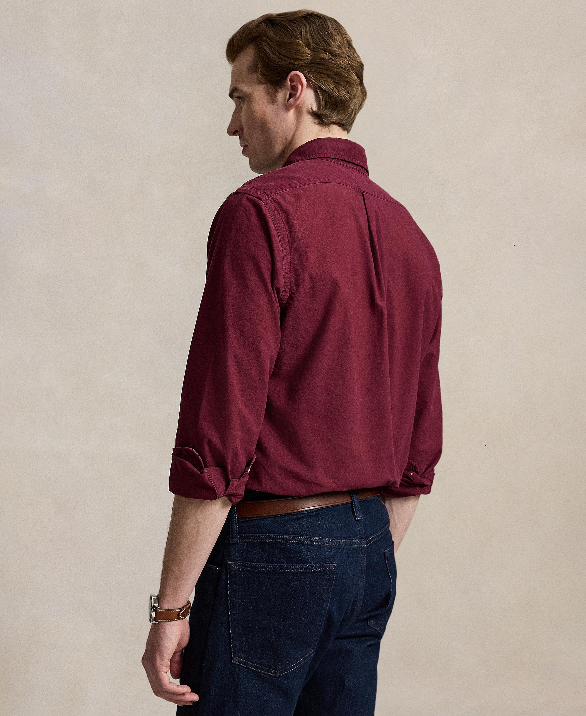 Polo Ralph Lauren Men's Garment-Dyed Oxford Shirt - Classic Wine