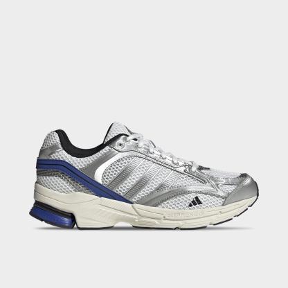Men's adidas Spiritain 2000 Casual Shoes - Part 1 - Cloud White/Iron Metallic/Semi Lucid Blue - Left shoe facing left. Outside of the shoe.