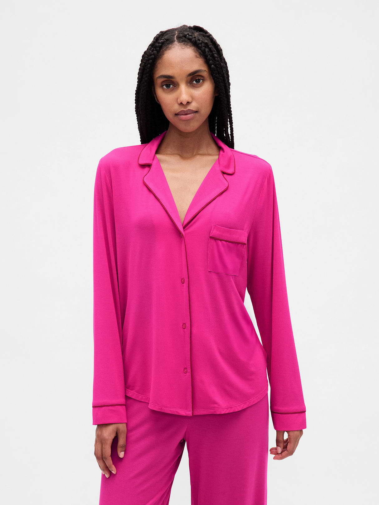 SoftMade Modal PJ Top - Bright fuchsia pink