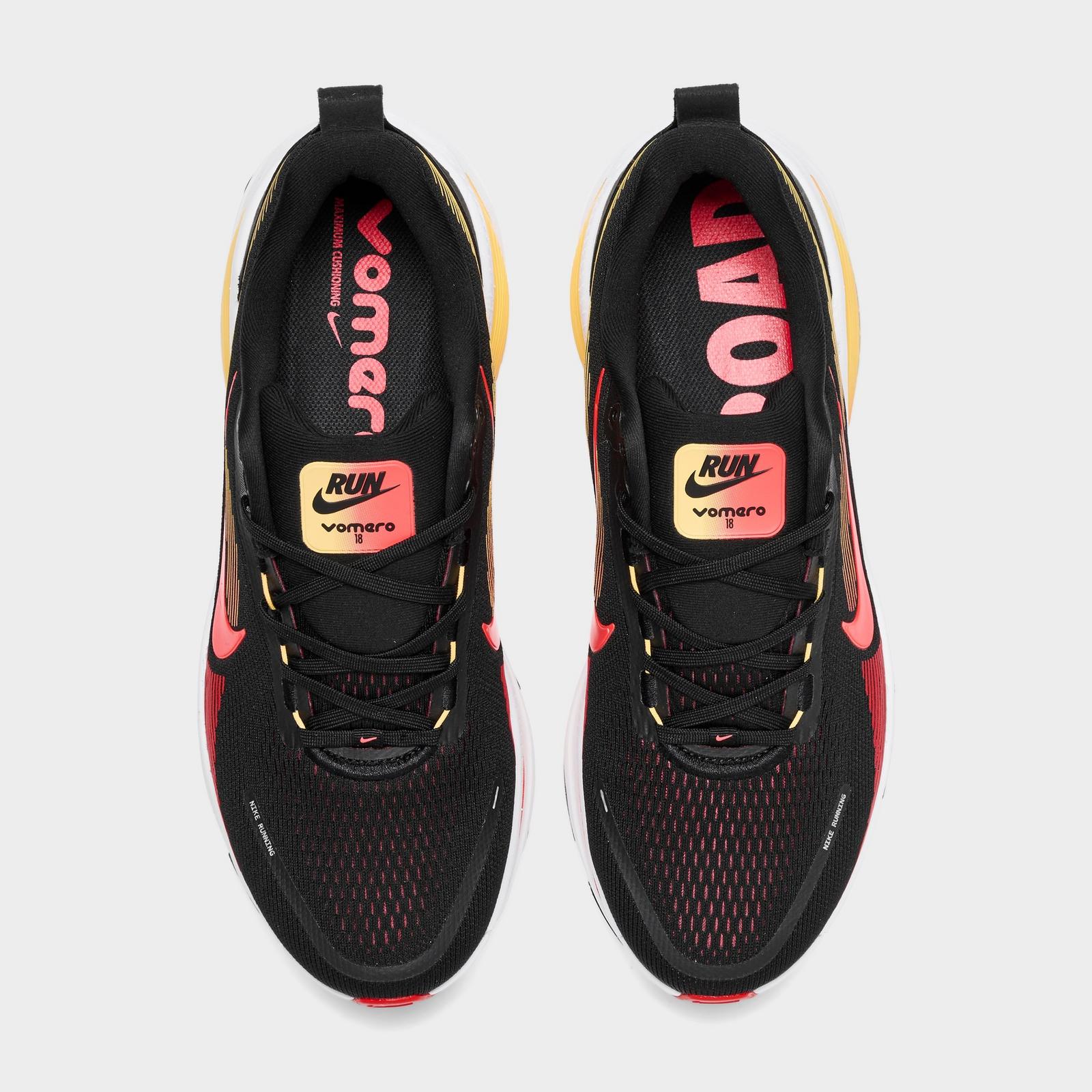 Men's Nike Vomero 18 Running Shoes - Black/Light Crimson/Topaz Gold/Bright Crimson