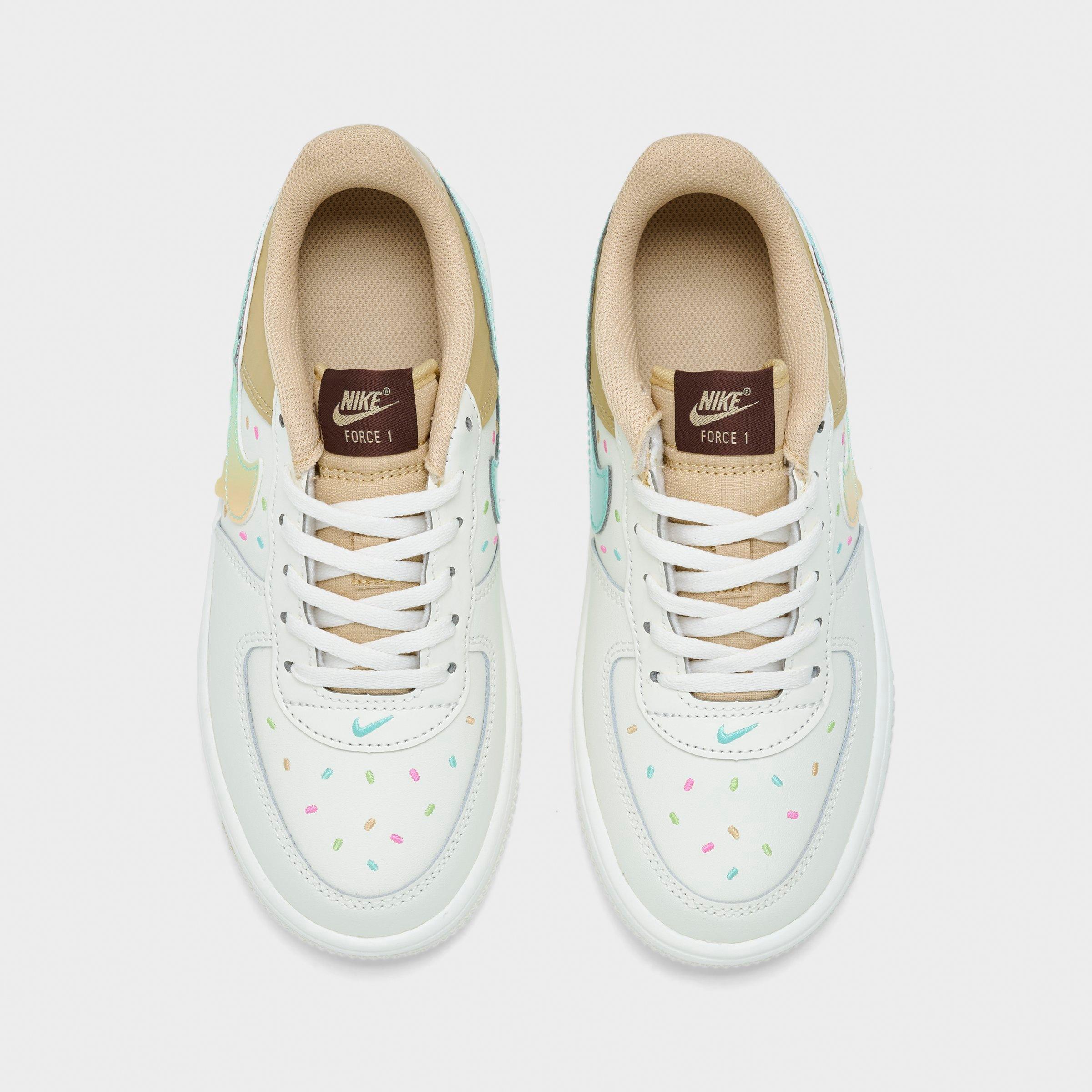 Little Kids' Nithtke Force 1 Low Casual Shoes - Sail/Multi-Color/Sesame/Bleached Turquoise - Top view