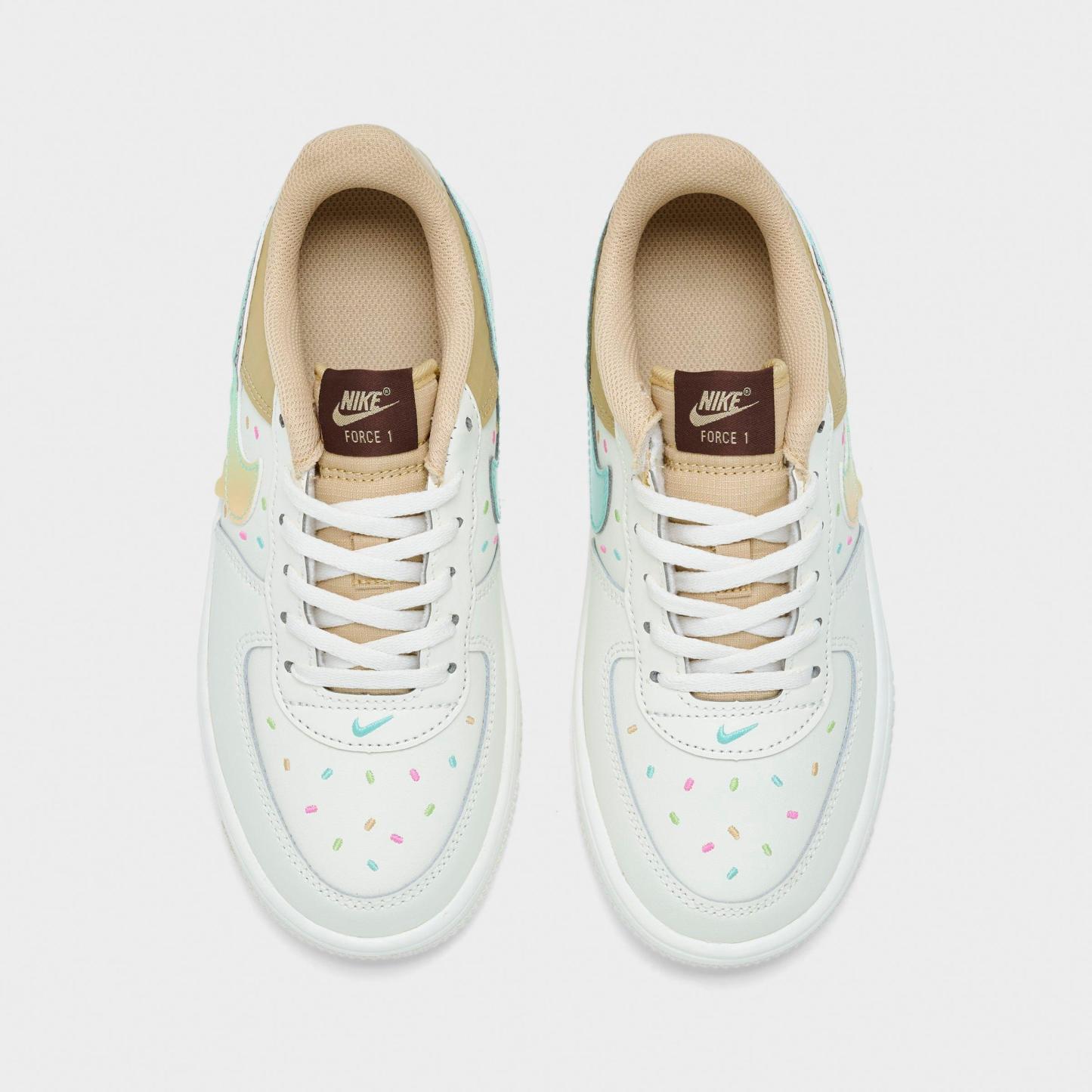 Little Kids' Nithtke Force 1 Low Casual Shoes - Sail/Multi-Color/Sesame/Bleached Turquoise - Top view