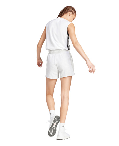adidas Women's Essentials Small Logo Fleece Shorts - Light Grey Heather/White
