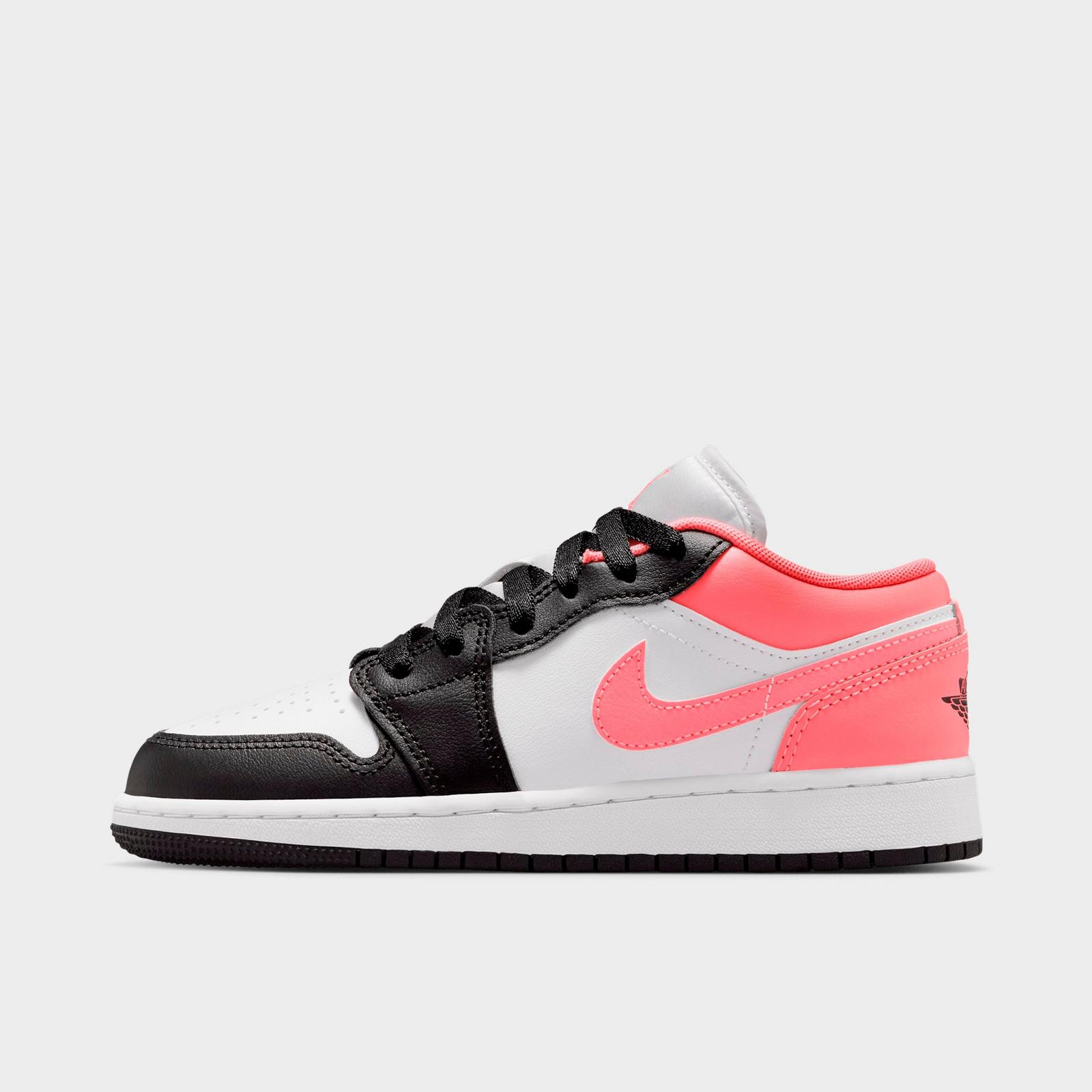 Big Kids' Air Jordan Retro 1 Low Casual Shoes - Black/White/Pink Gaze - view 1