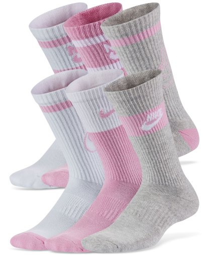 Nike Big Kids Everyday Cushioned Crew Socks, Pack of 6 - Multicolor Grey