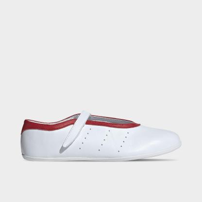 Women's adidas Originals Stan Smith Lo Ballet Shoes - Cloud White/Cloud White/Cloud White - Left shoe facing left. Outside of the shoe.