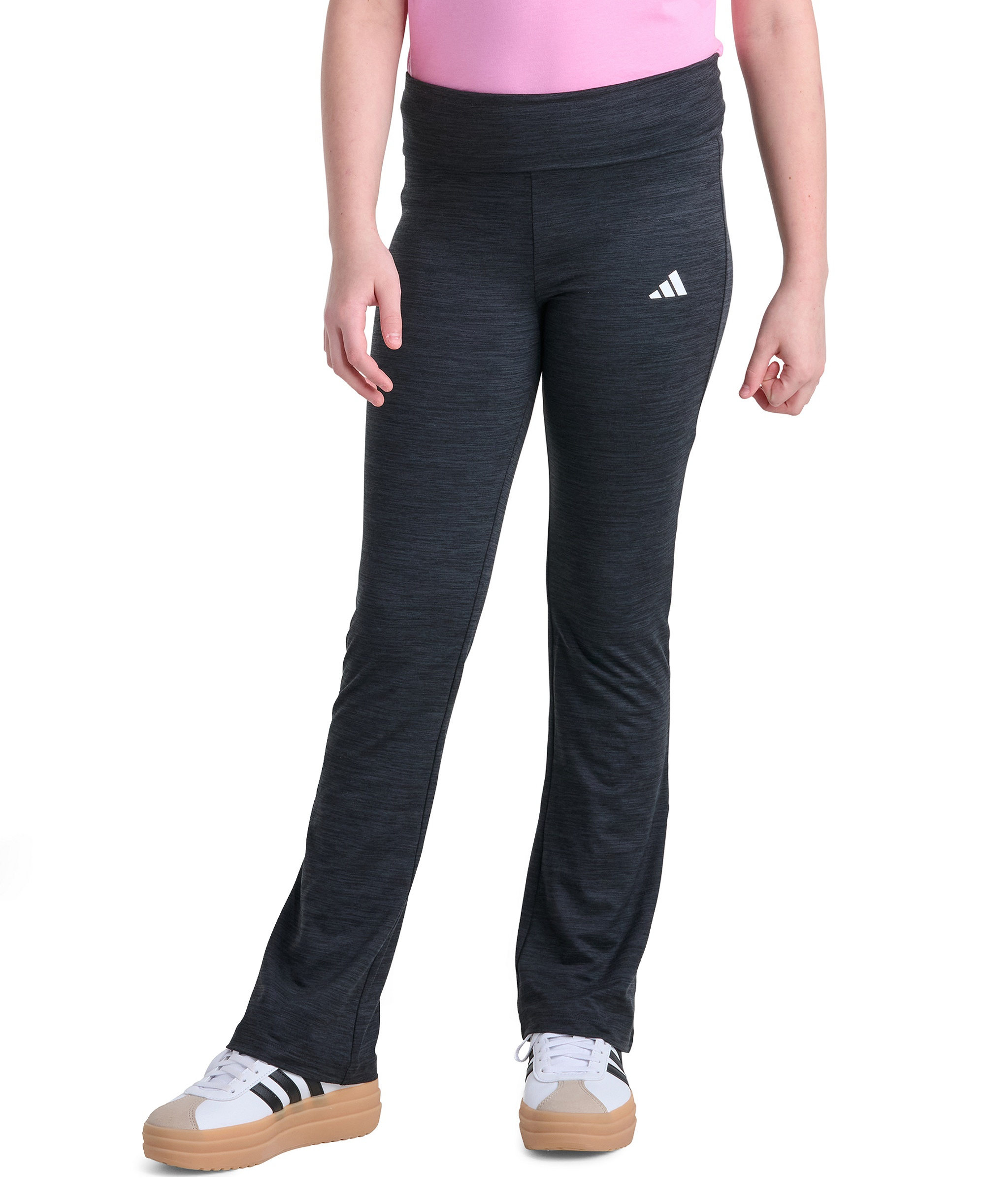 adidas Girls' 8-16 Folded Waistband Kick Flare Pants - Black With Gray