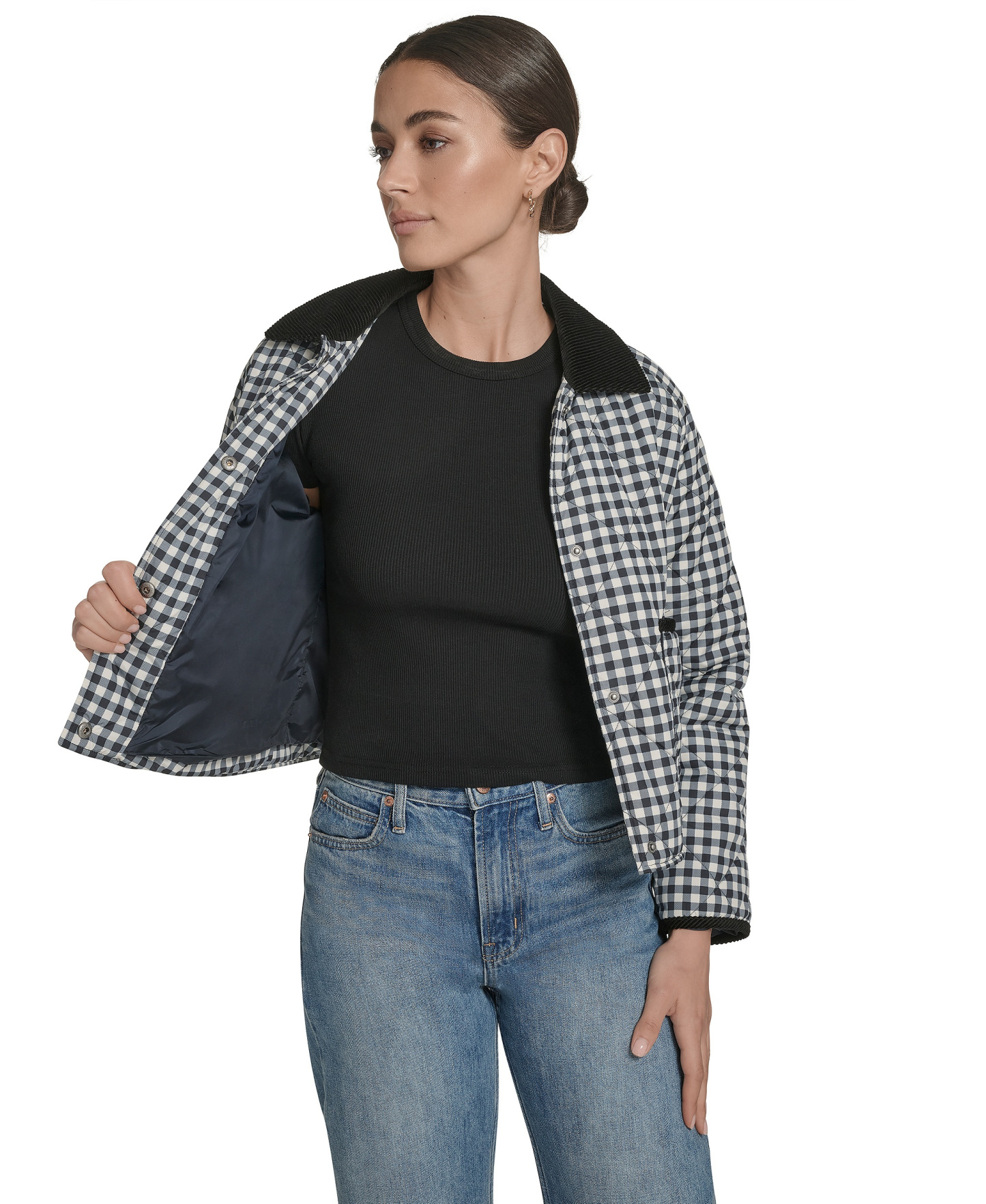 Levi's Women's Diamond Quilted Jacket - Black/white Gingham