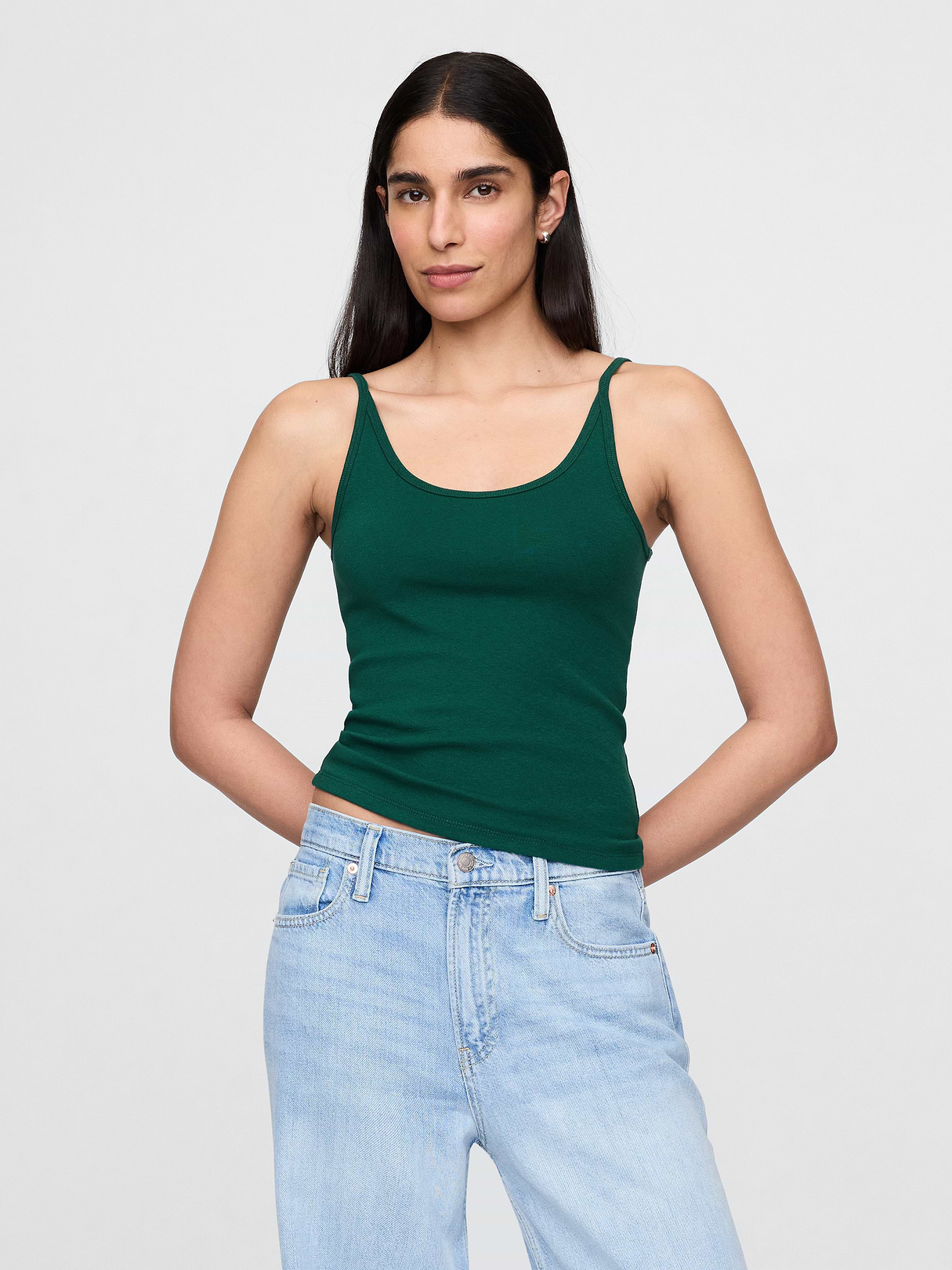 Modern Crop Cami - Rain forest green