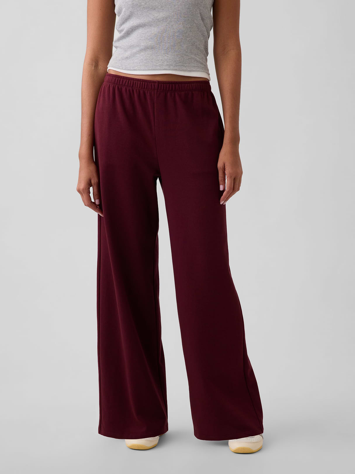 Mid Rise VintageSoft Terry Loose Sweatpants - Purple burgundy
